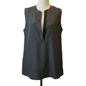 Anne Klein Women's Black & White Polka Dot Sleeveless Top Blouse Size M-L